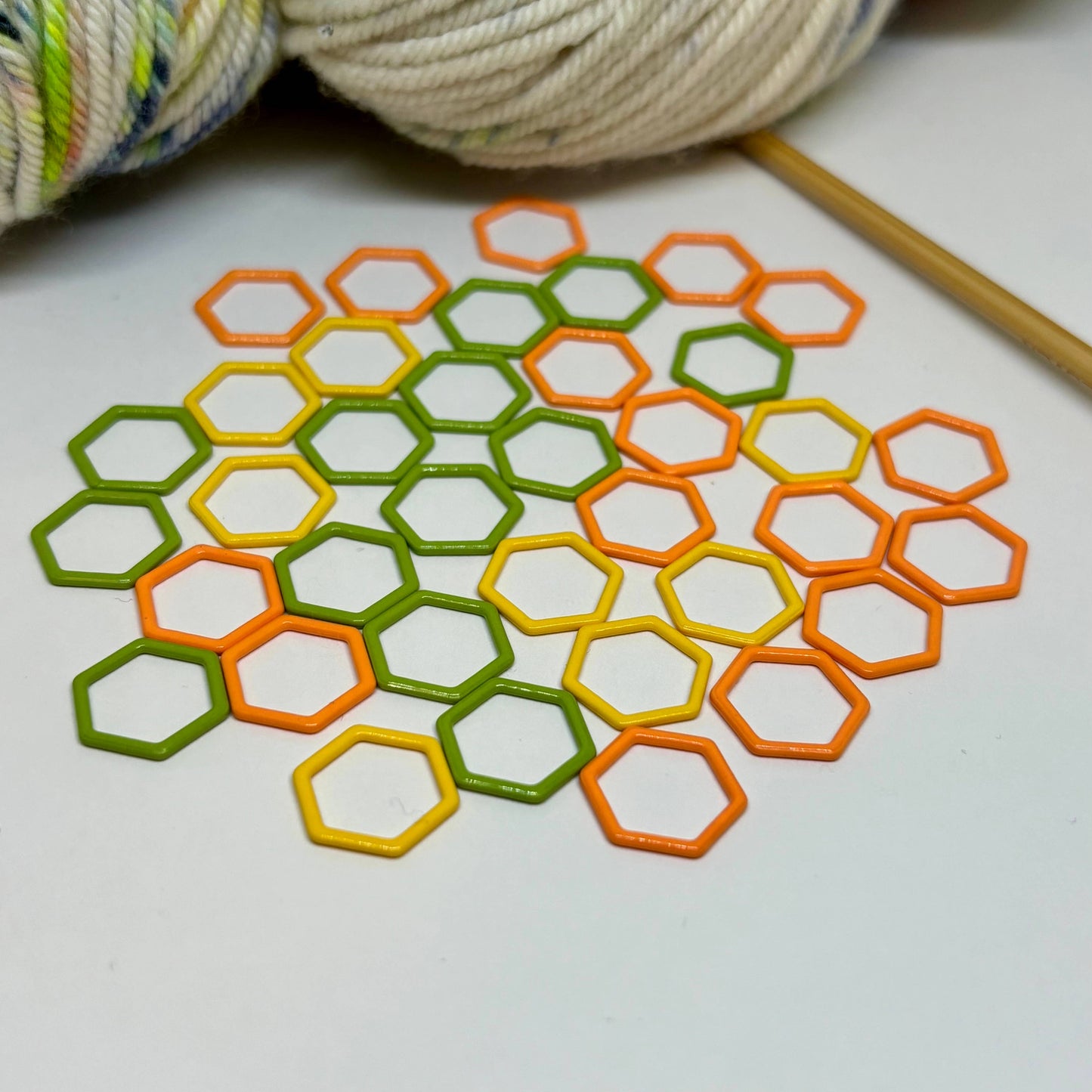 Hexagon Knitting Stitch Markers Set - Multi-Colored