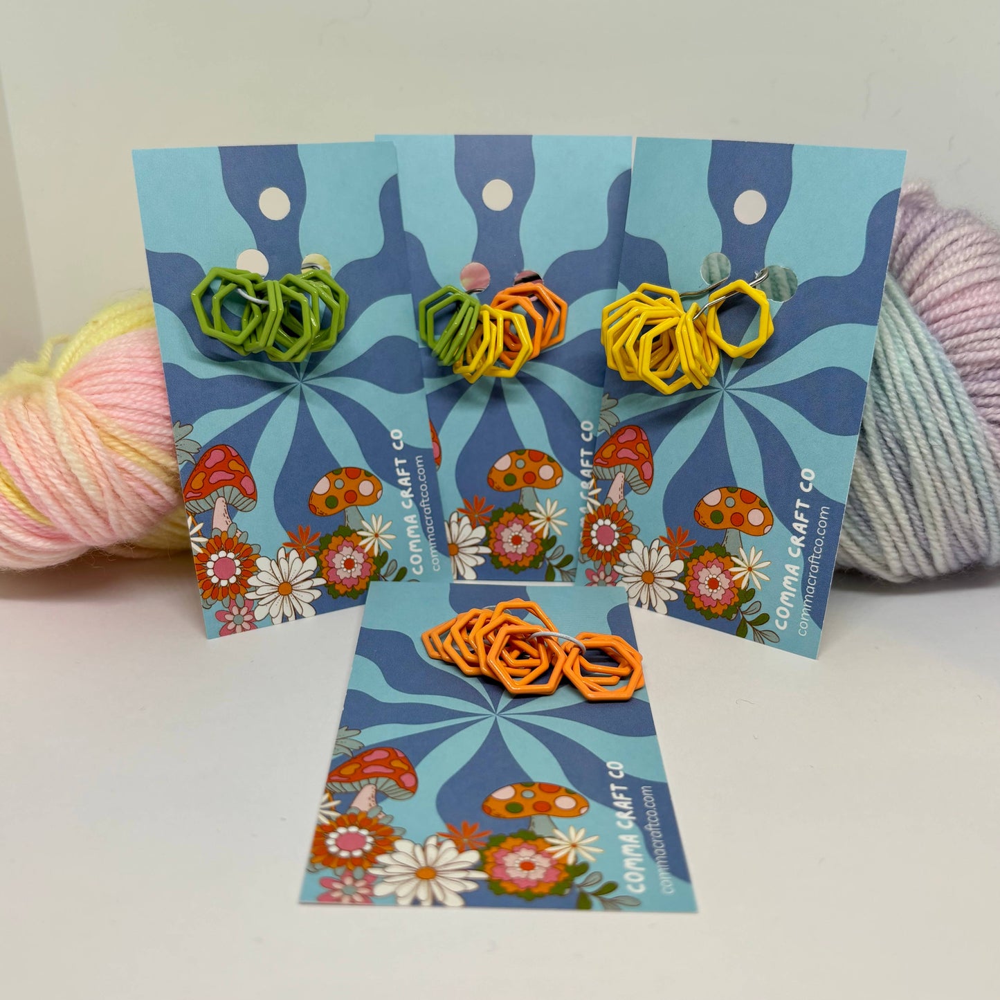 Hexagon Knitting Stitch Markers Set - Multi-Colored