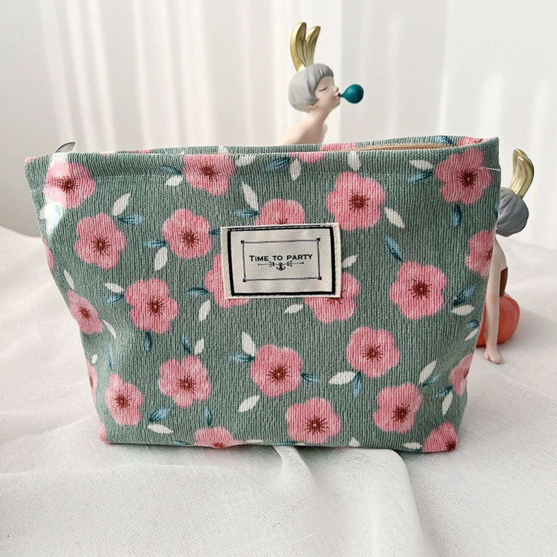 Funkyrel - Cosbai Corduroy Floral Cosmetic & Storage Bag