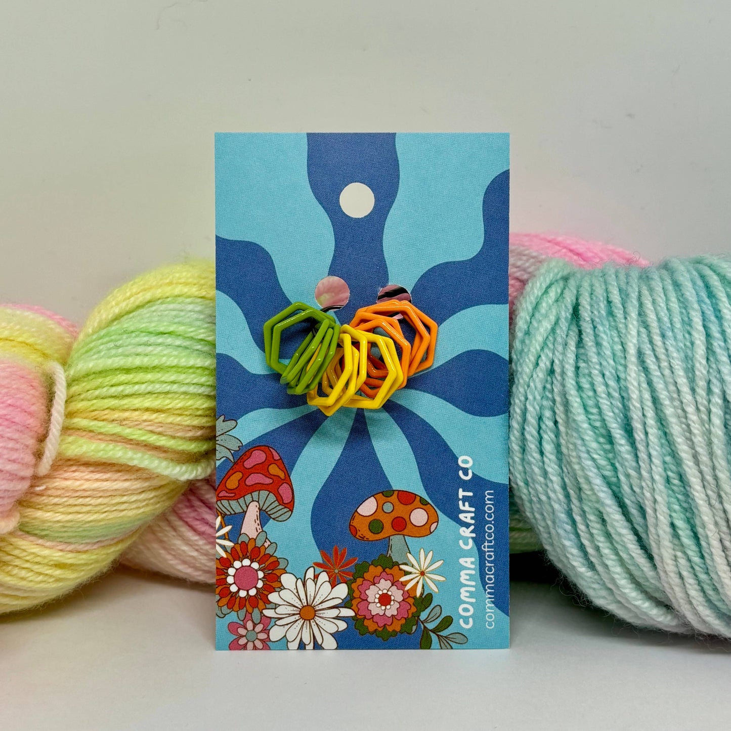 Hexagon Knitting Stitch Markers Set - Multi-Colored