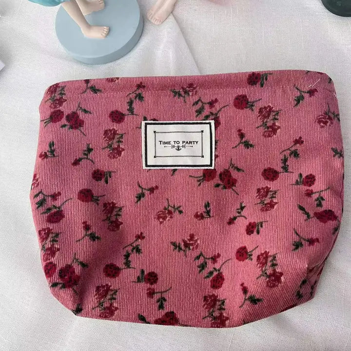 Funkyrel - Cosbai Corduroy Floral Cosmetic & Storage Bag